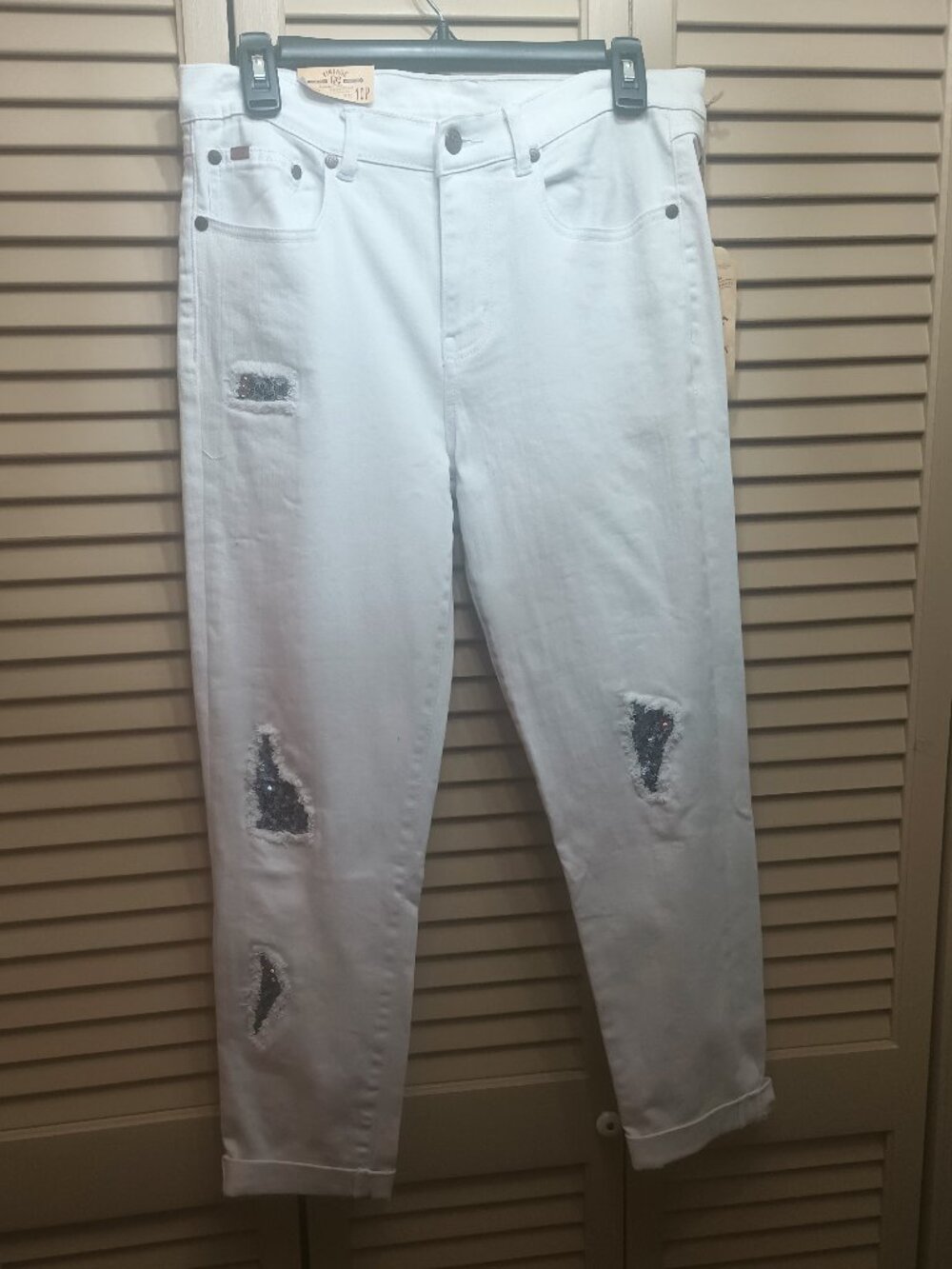 DG2 Vintage White Denim Distressed Skinny Jeans Sz 10P
